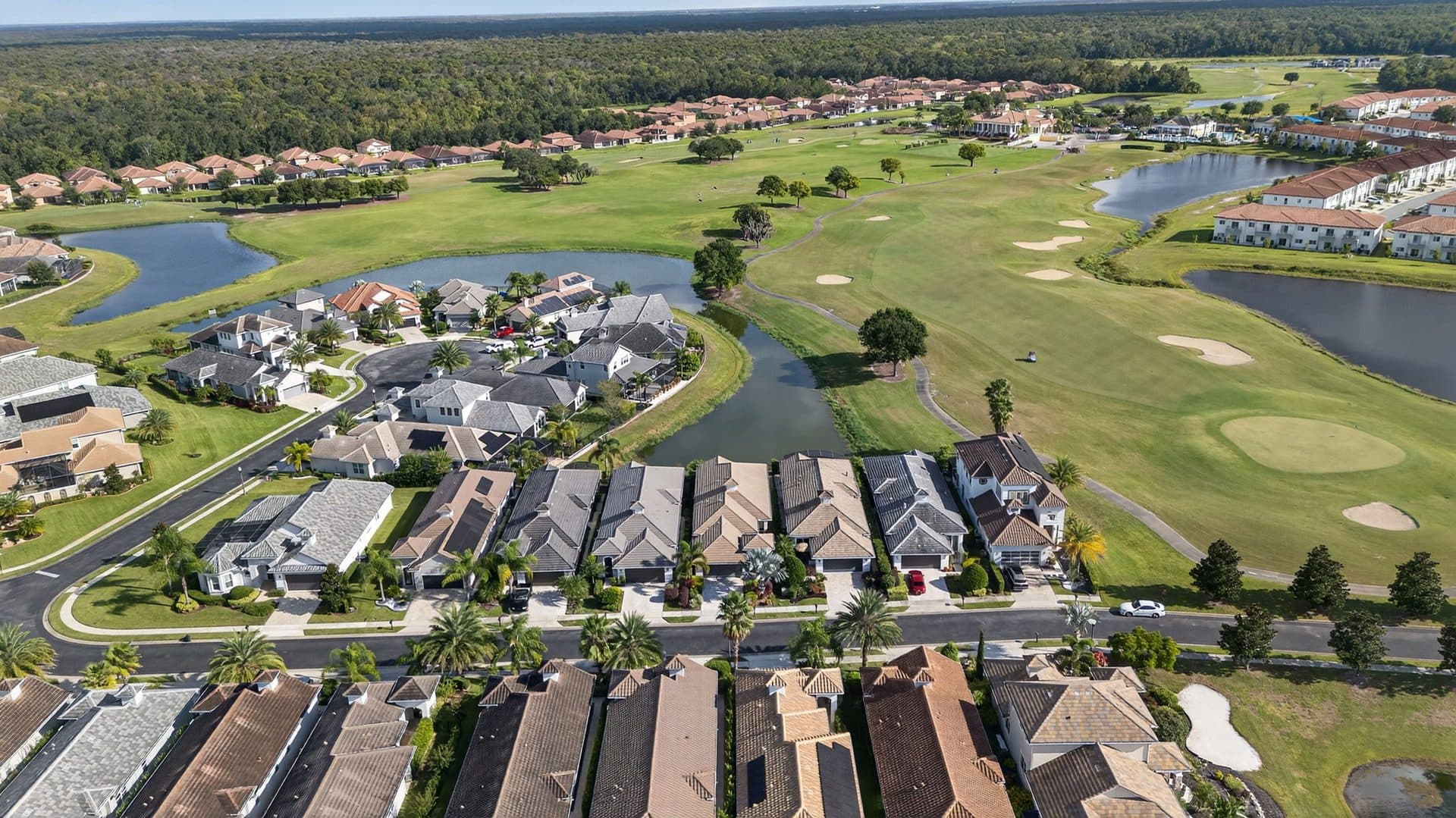 Homes along the Providence golf course seen from above